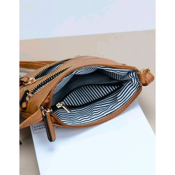 Ladies Tan Fashionable Crossbody Bag - Picture 2 of 5